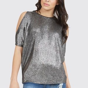 Michael Kors Shimmer Bling 💍 Silver Top Shirt NWT